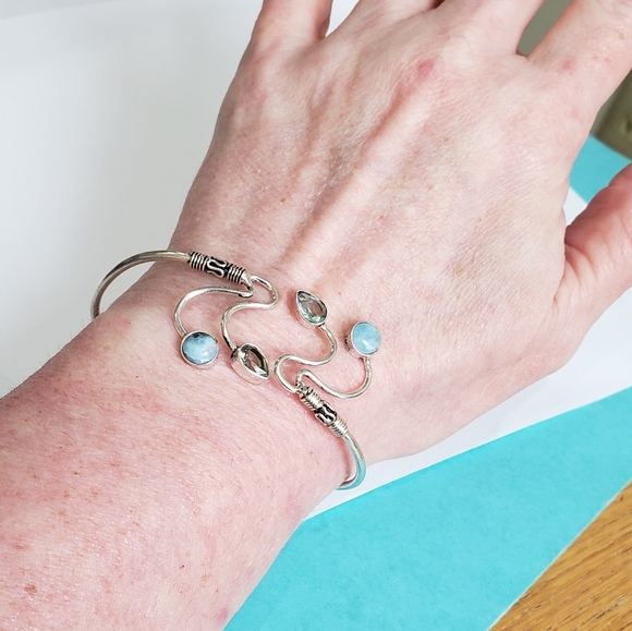 Owyhee Pearl, topaz gemstone, 925 silver bracelet - Picture 8 of 9